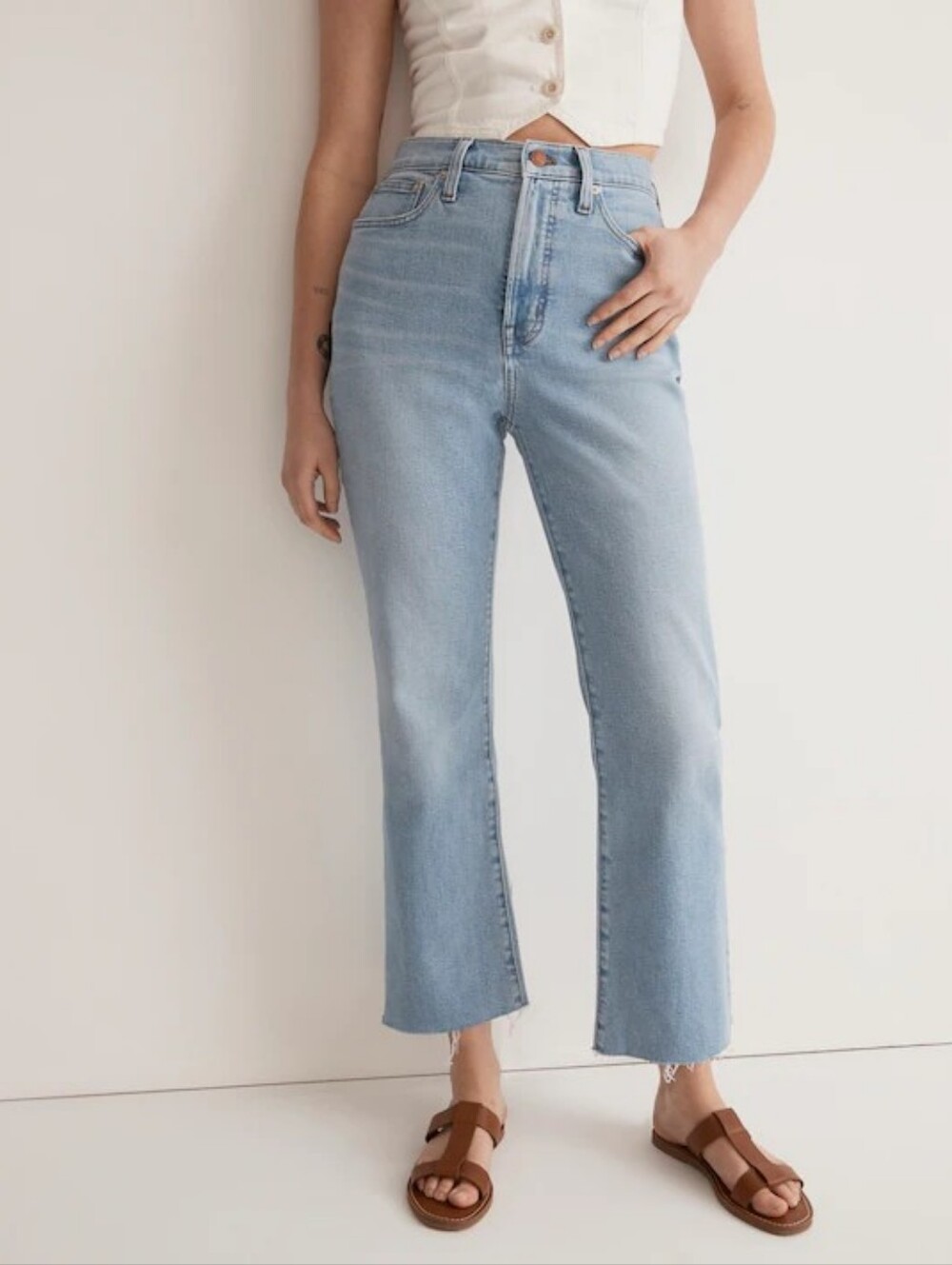 Madewell Perfect Vintage Crop Flare Light Blue Jeans
